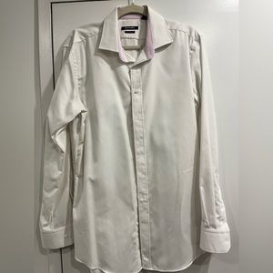 White Indochino Dress Shirt with pink interior accents
